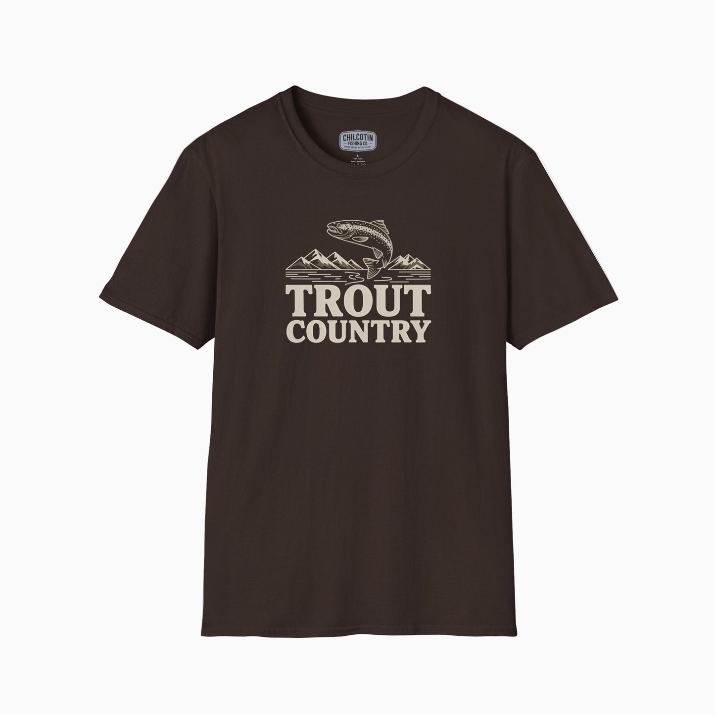 Trout Country Streamline Tee – Clean Line Art Fishing Graphic Tee