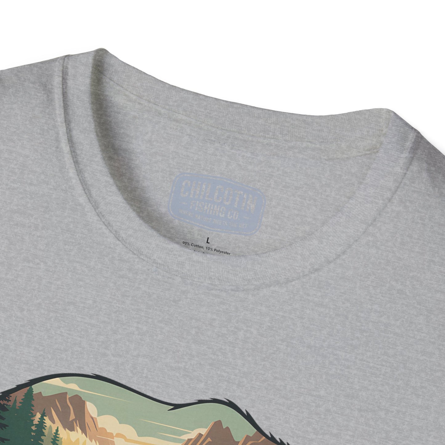 Grizzly Fall Scene Fishing T-Shirt | Rugged Outdoor Tee for Backcountry Anglers