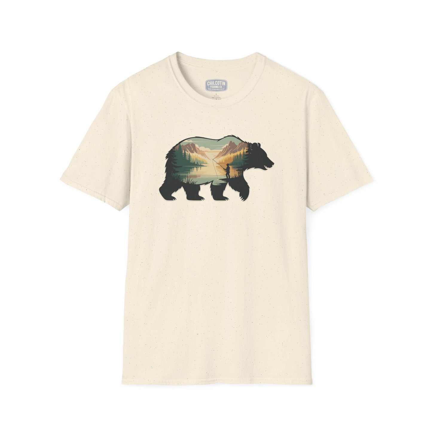 Grizzly Fall Scene Fishing T-Shirt | Rugged Outdoor Tee for Backcountry Anglers