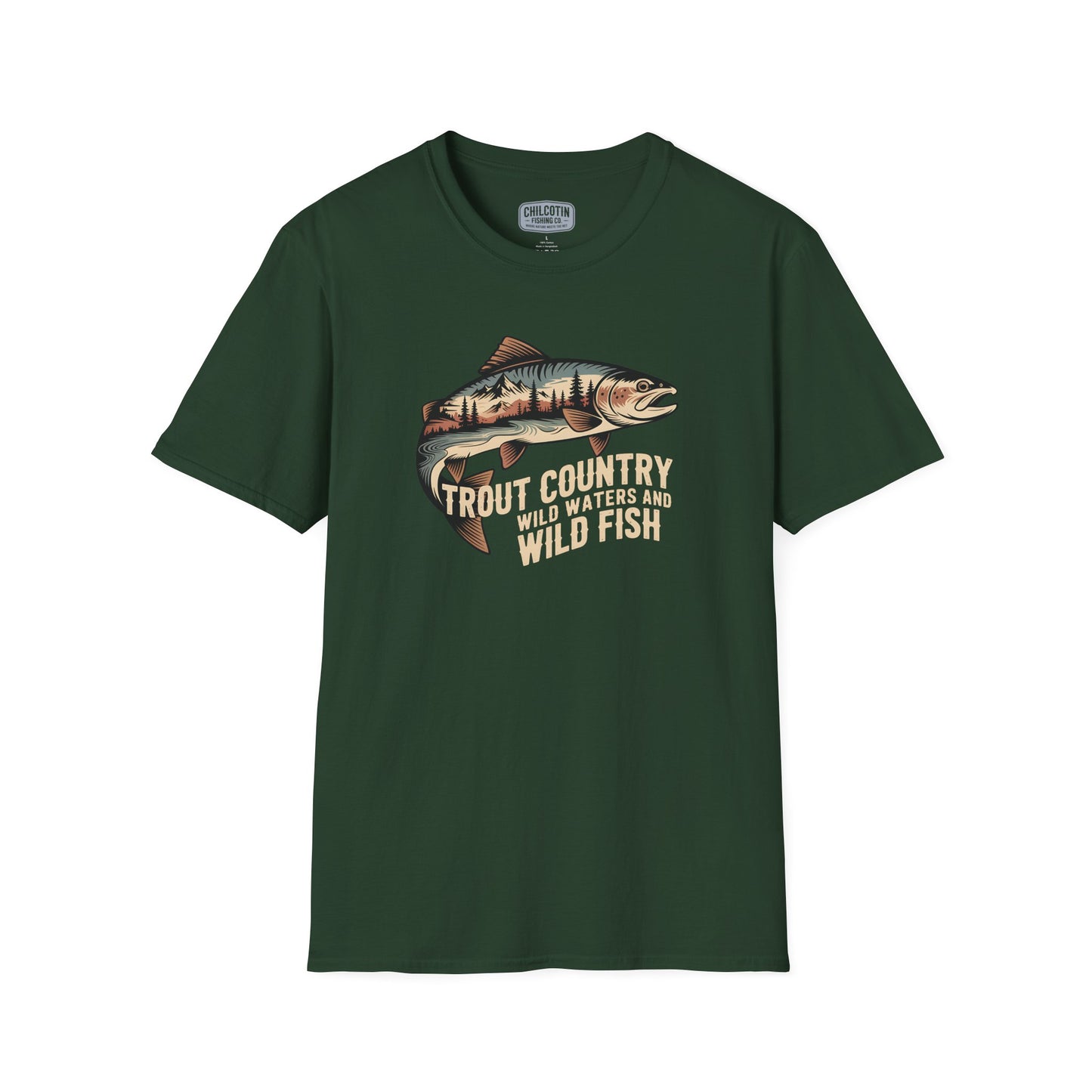 Trout Country Wild Water Wild Fishing T-Shirt | Rugged Outdoor Fishing Tee for Anglers