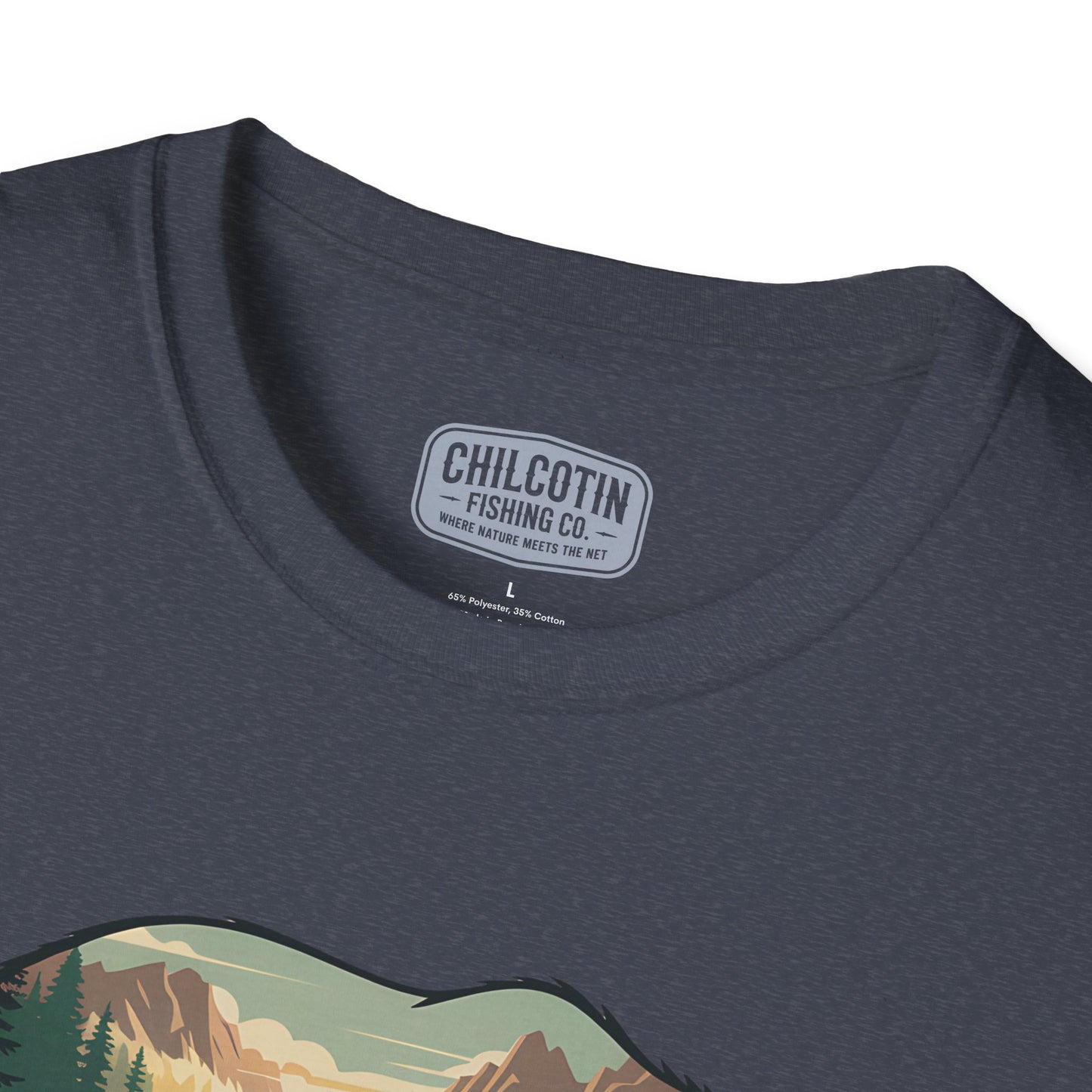 Grizzly Fall Scene Fishing T-Shirt | Rugged Outdoor Tee for Backcountry Anglers