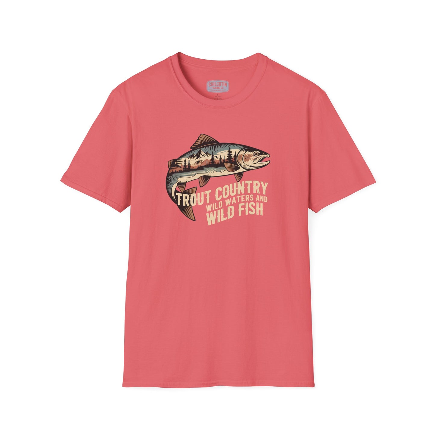 Trout Country Wild Water Wild Fishing T-Shirt | Rugged Outdoor Fishing Tee for Anglers