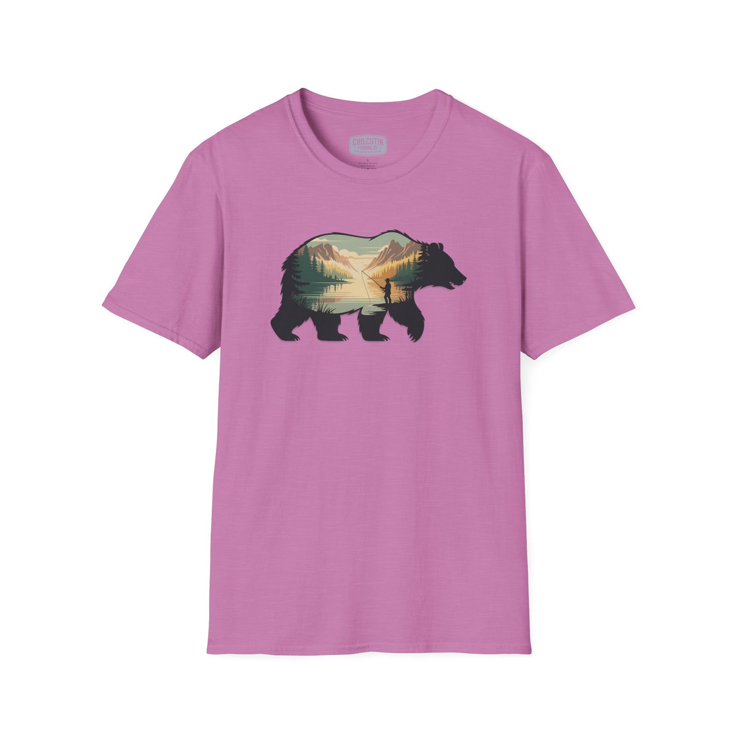 Grizzly Fall Scene Fishing T-Shirt | Rugged Outdoor Tee for Backcountry Anglers