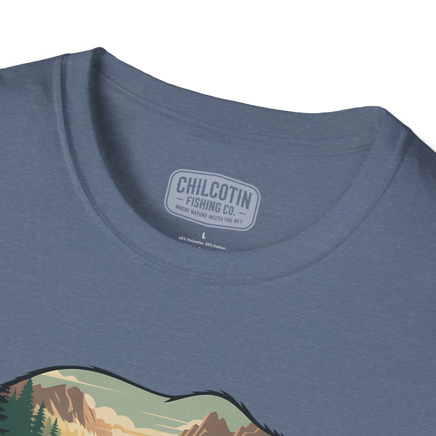 Grizzly Fall Scene Fishing T-Shirt | Rugged Outdoor Tee for Backcountry Anglers