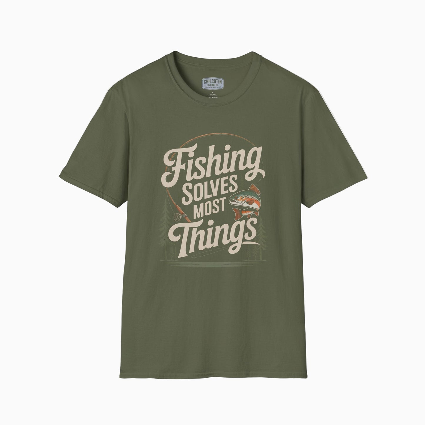 Fishing Solves Most Things T-Shirt – Outdoor Fishing Lover Tee