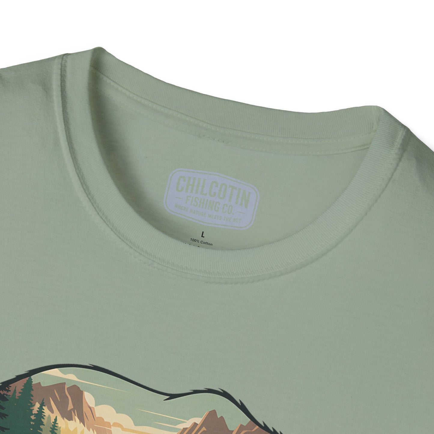 Grizzly Fall Scene Fishing T-Shirt | Rugged Outdoor Tee for Backcountry Anglers