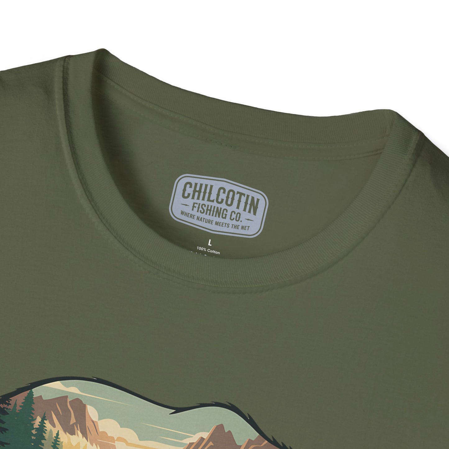 Grizzly Fall Scene Fishing T-Shirt | Rugged Outdoor Tee for Backcountry Anglers