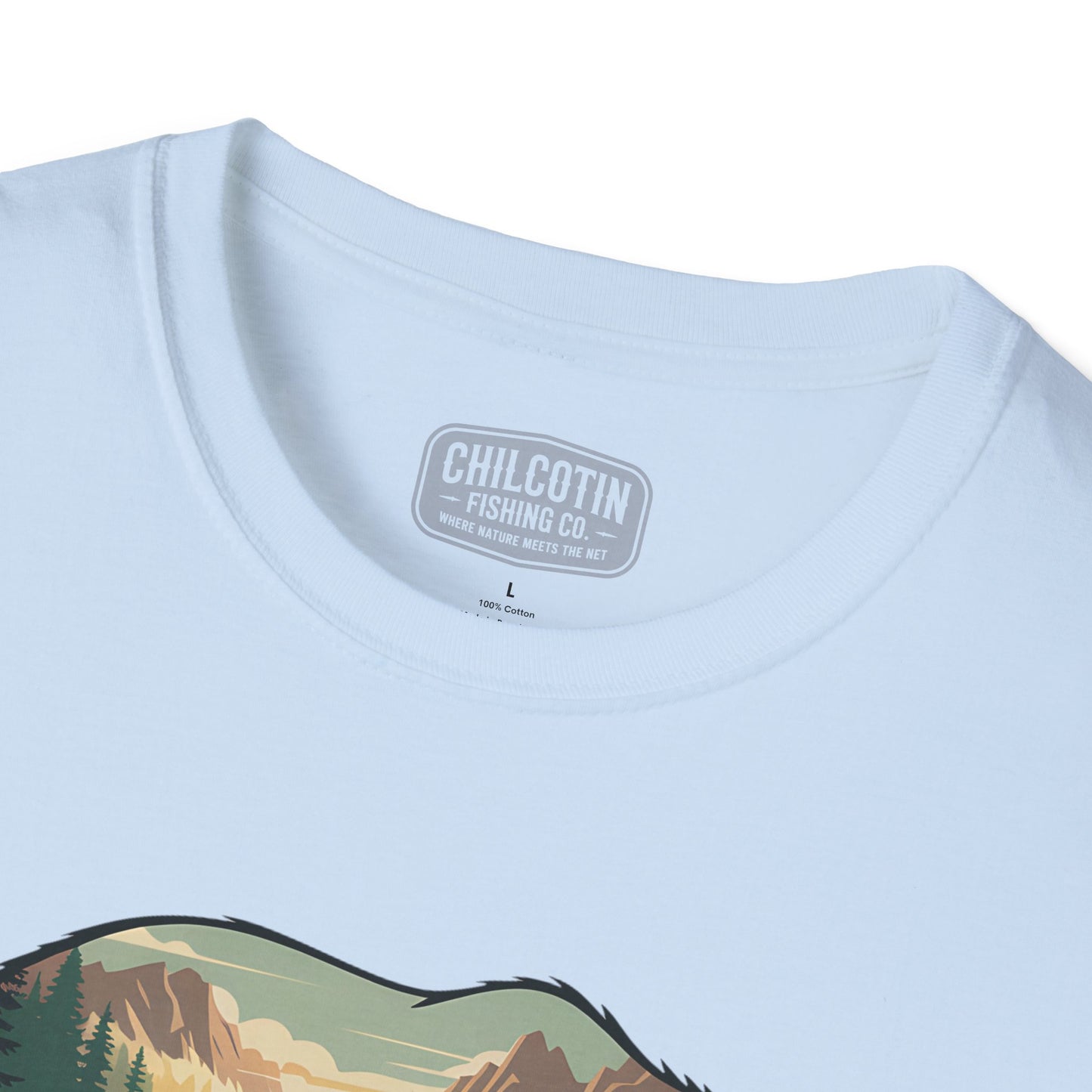 Grizzly Fall Scene Fishing T-Shirt | Rugged Outdoor Tee for Backcountry Anglers