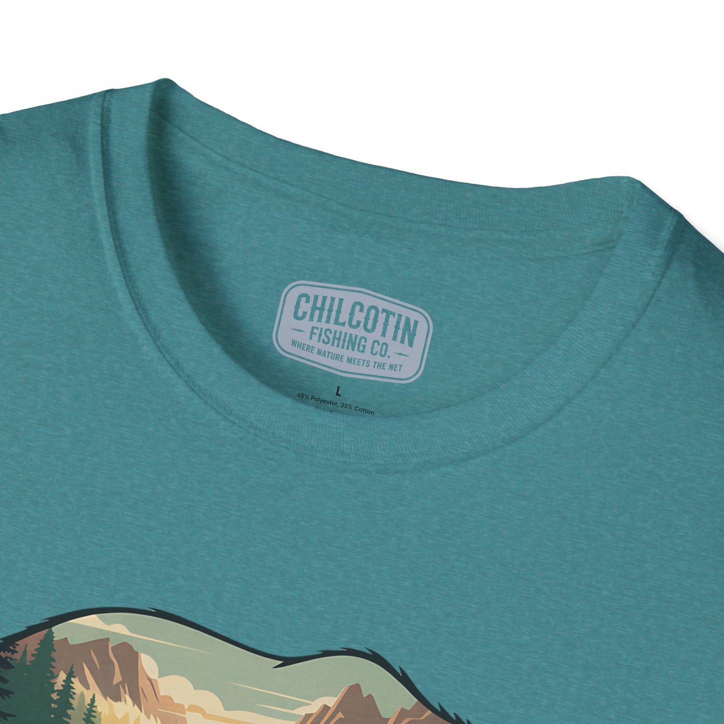 Grizzly Fall Scene Fishing T-Shirt | Rugged Outdoor Tee for Backcountry Anglers