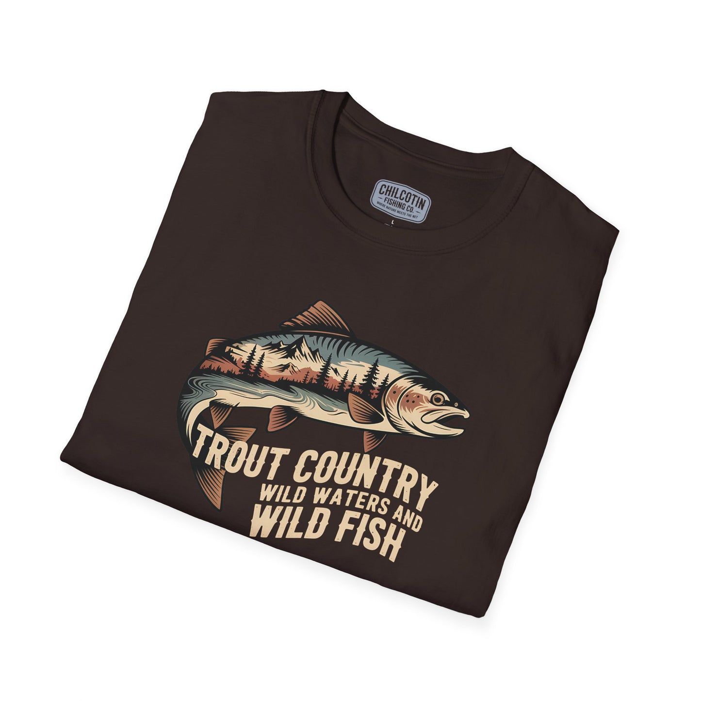 Trout Country Wild Water Wild Fishing T-Shirt | Rugged Outdoor Fishing Tee for Anglers