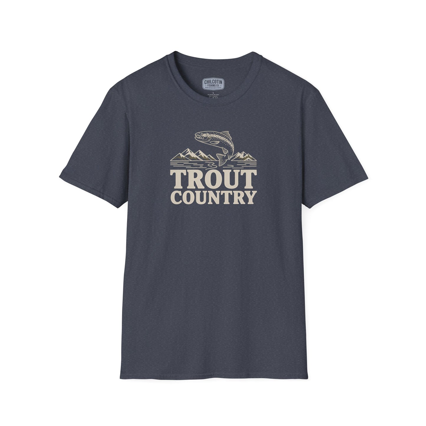 Trout Country Streamline Tee – Clean Line Art Fishing Graphic Tee