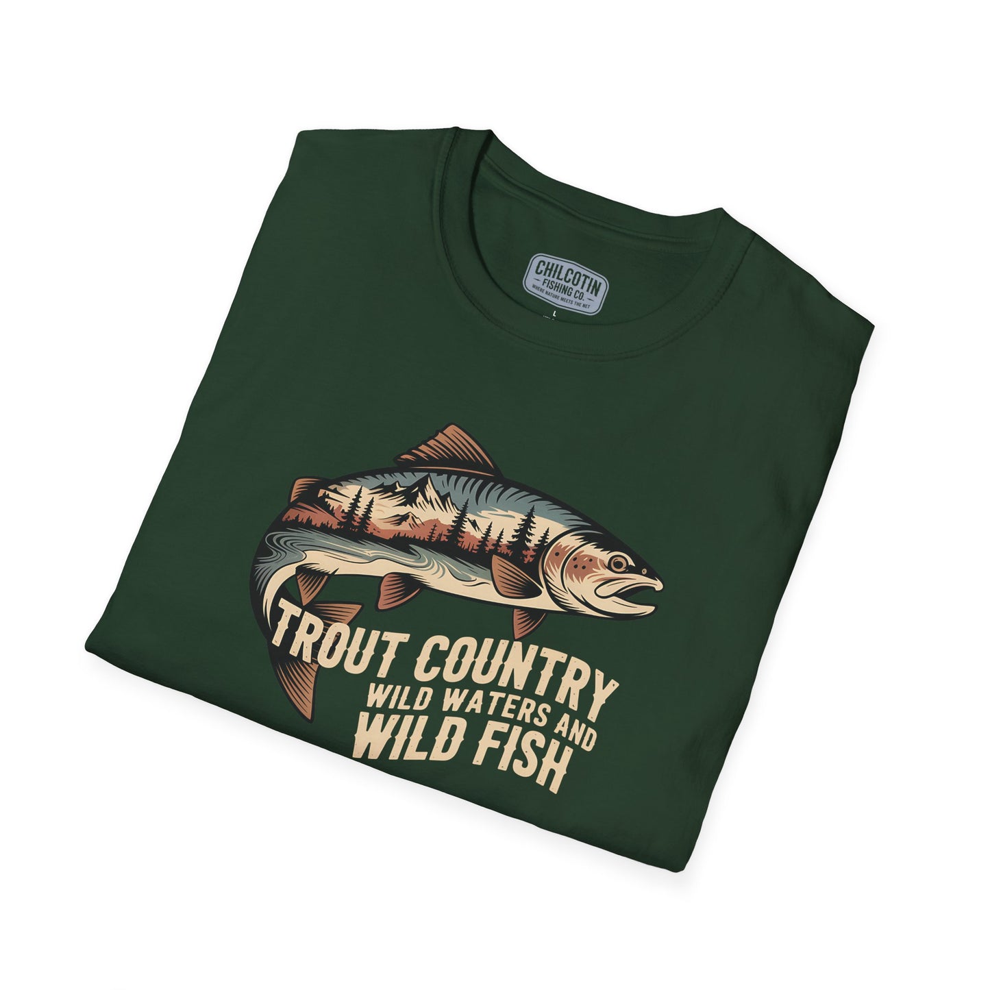 Trout Country Wild Water Wild Fishing T-Shirt | Rugged Outdoor Fishing Tee for Anglers