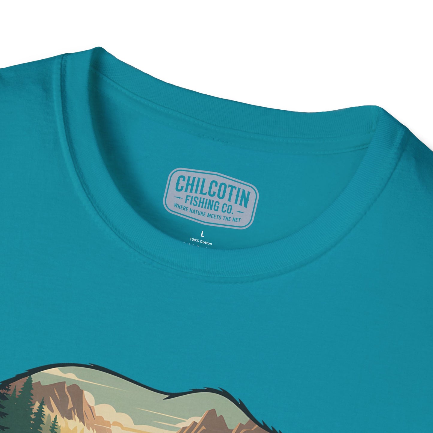 Grizzly Fall Scene Fishing T-Shirt | Rugged Outdoor Tee for Backcountry Anglers