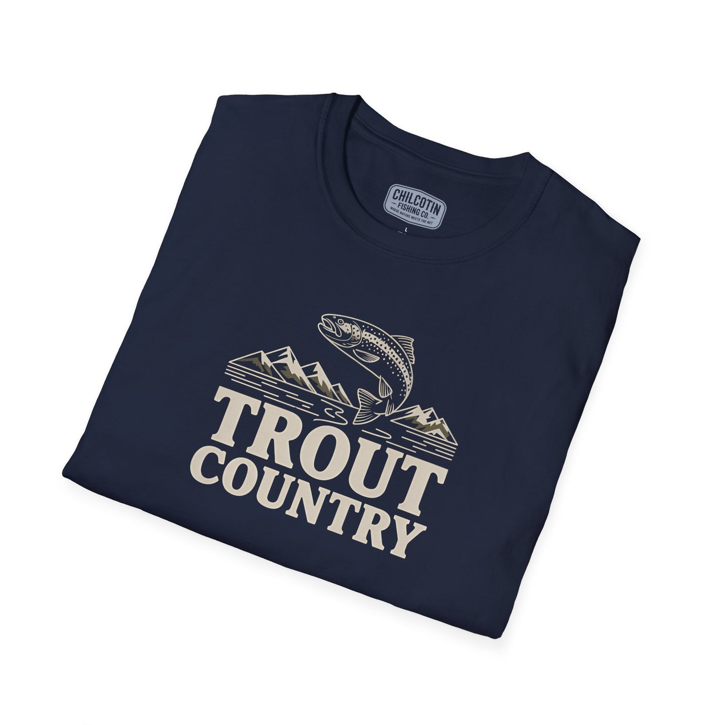 Trout Country Streamline Tee – Clean Line Art Fishing Graphic Tee