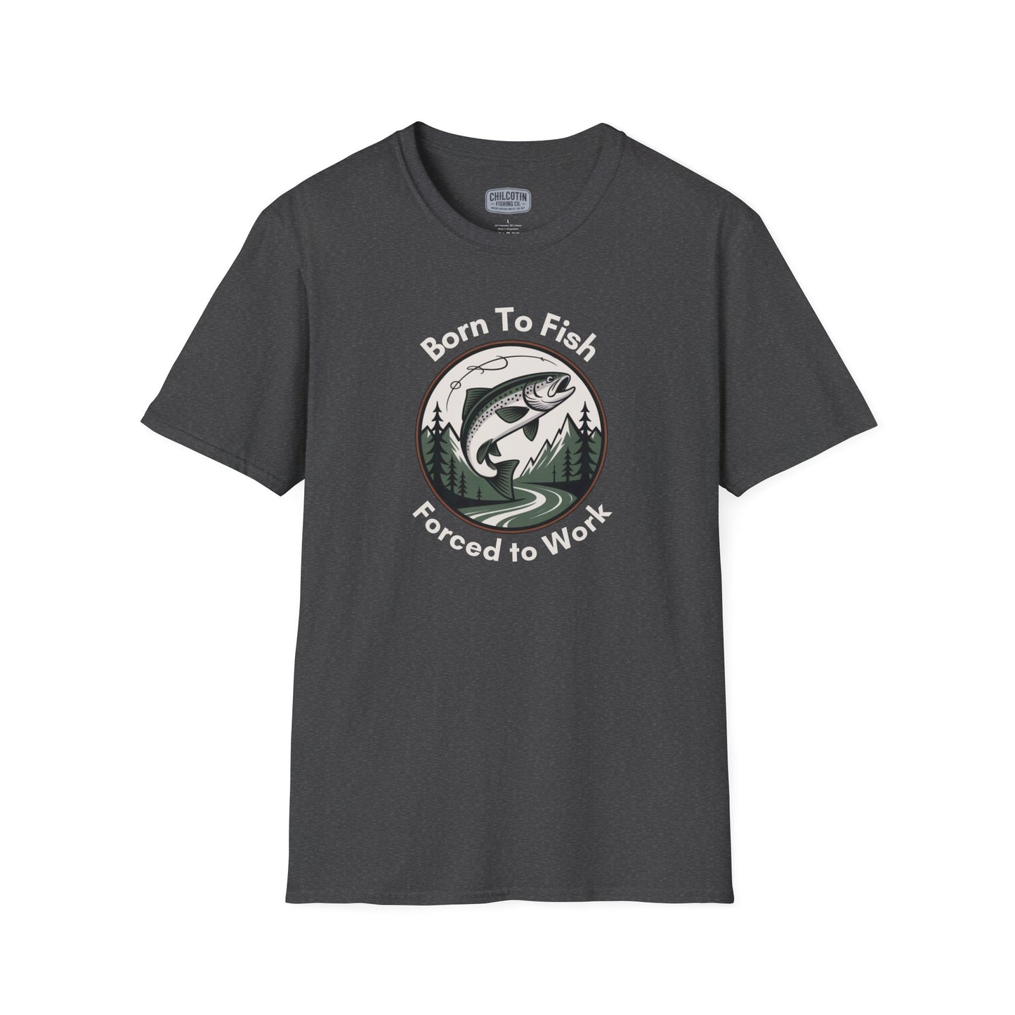 Born To Fish, Forced To Work T-Shirt – Funny Fishing Tee for Anglers