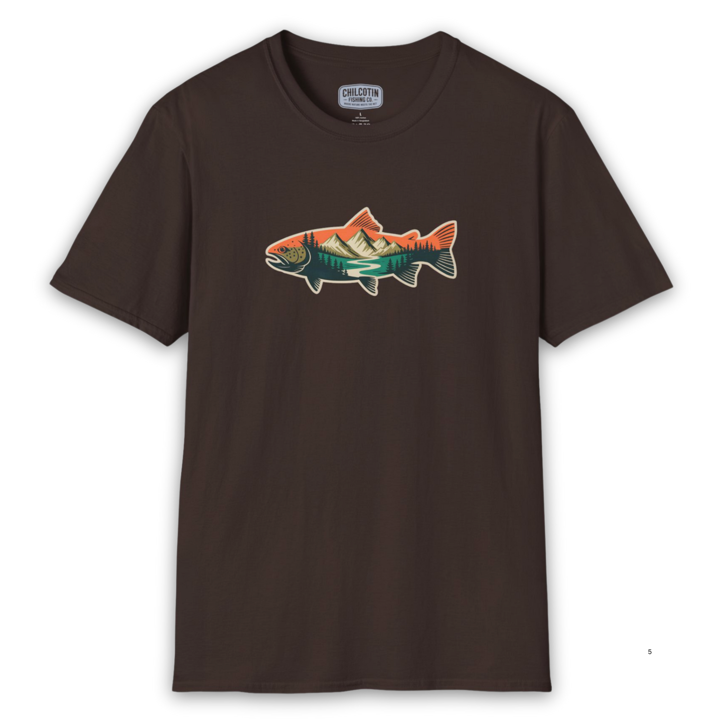 Trout Outline Mountain River T-Shirt – Outdoor Fishing Apparel