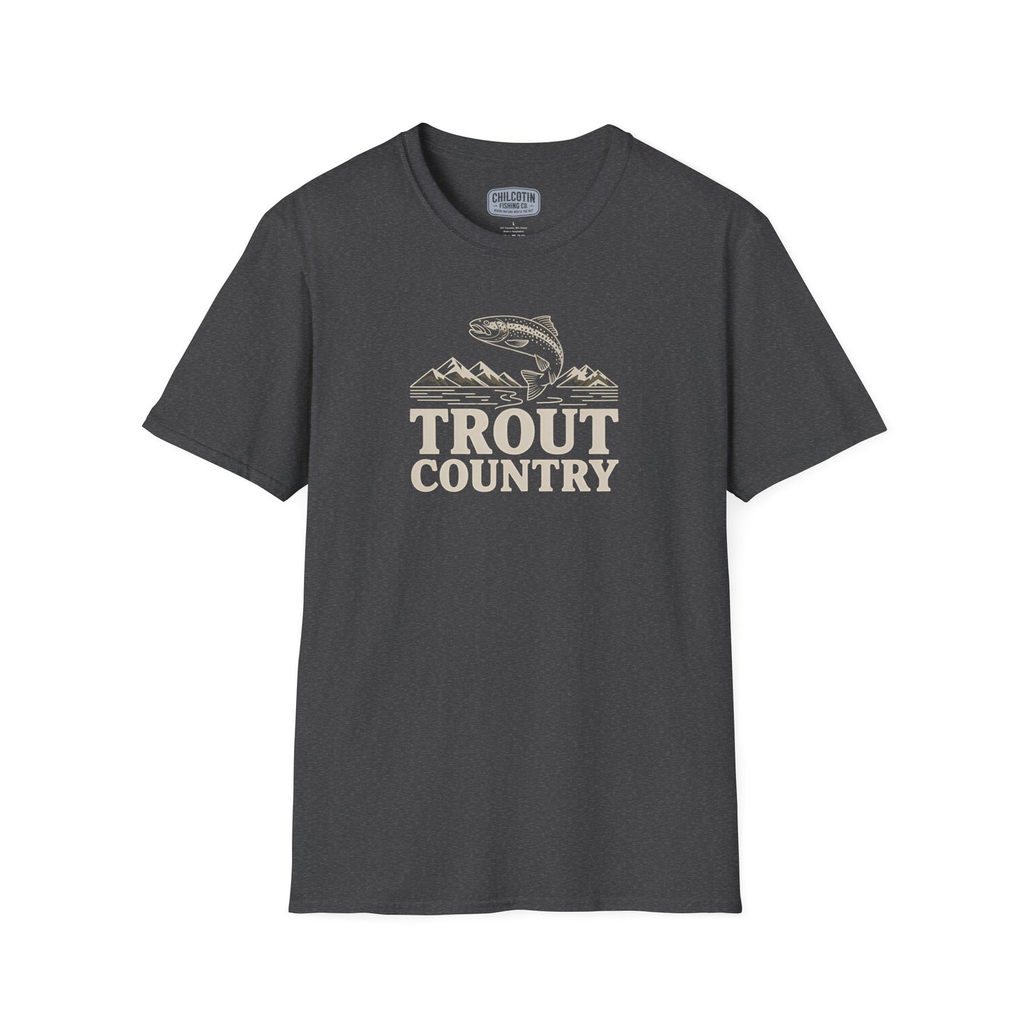 Trout Country Streamline Tee – Clean Line Art Fishing Graphic Tee