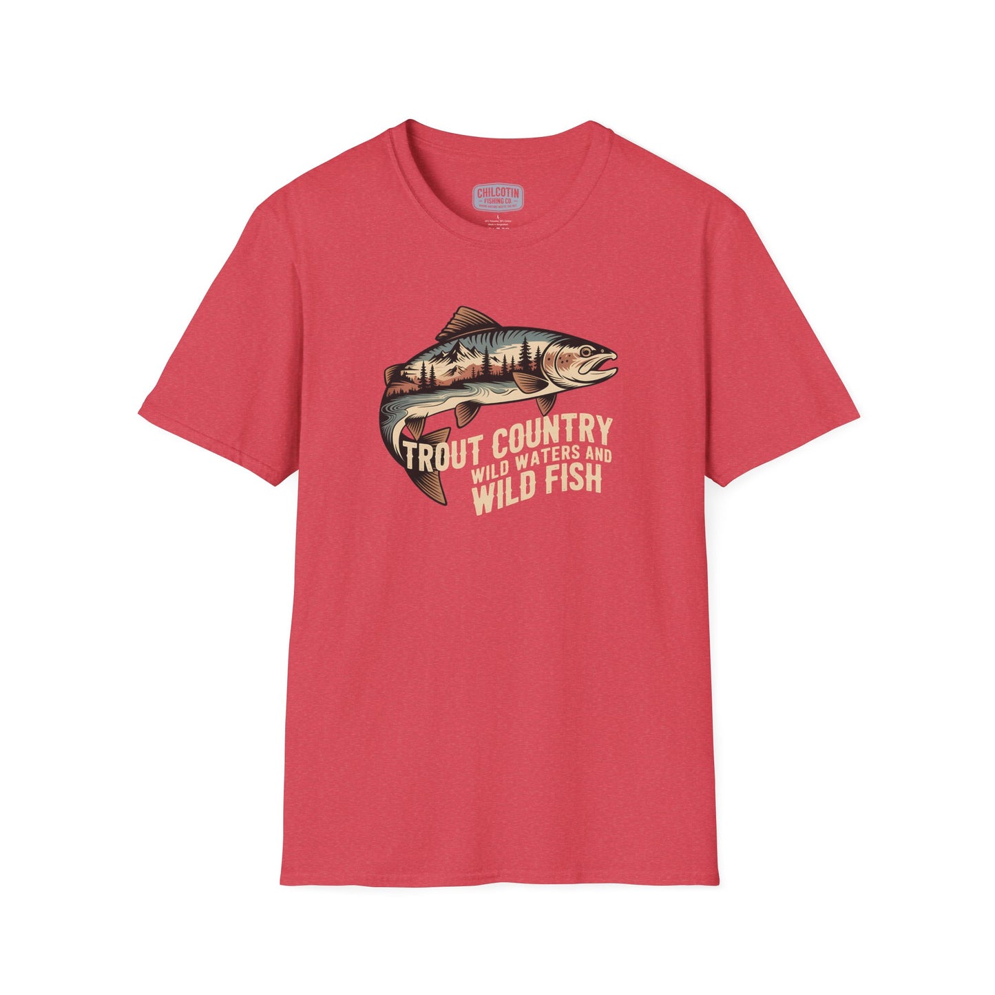 Trout Country Wild Water Wild Fishing T-Shirt | Rugged Outdoor Fishing Tee for Anglers