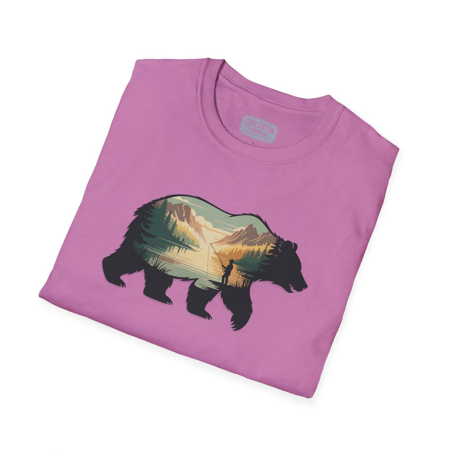 Grizzly Fall Scene Fishing T-Shirt | Rugged Outdoor Tee for Backcountry Anglers