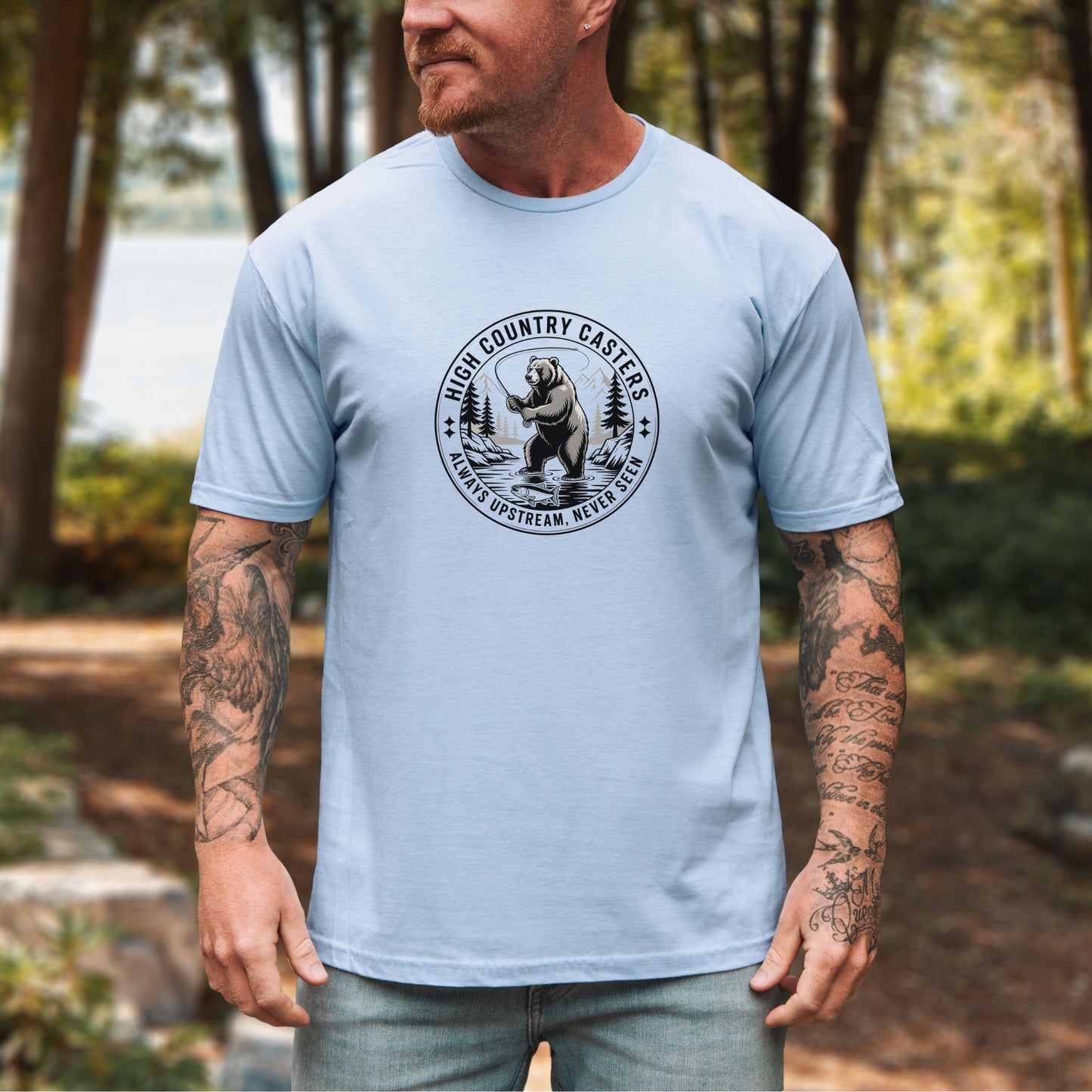 Adventure Bear Fishing T-Shirt | Outdoor Enthusiast Tee, Gift for Nature Lovers, Hiking Apparel, Casual Wear, Campfire T-Shirt