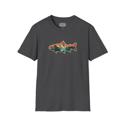 Trout Outline Mountain River T-Shirt – Outdoor Fishing Apparel