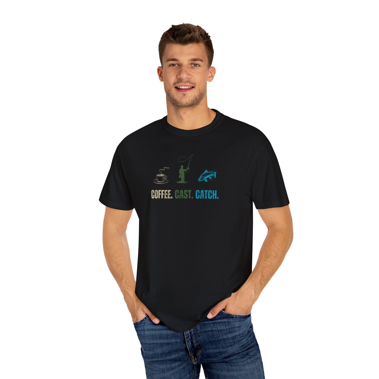 Coffee Cast Catch Fishing T-Shirt