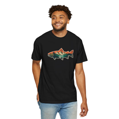 Trout Country T-Shirt — Mountain Sunrise Fish Graphic Tee