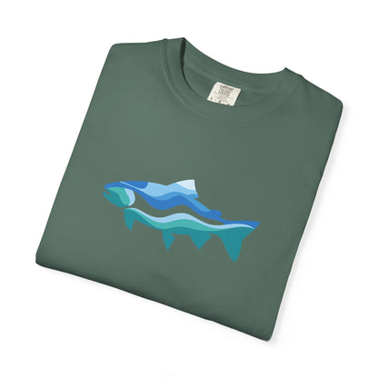 Ocean Wave Fish T-Shirt — Abstract Blue Fish Graphic Tee