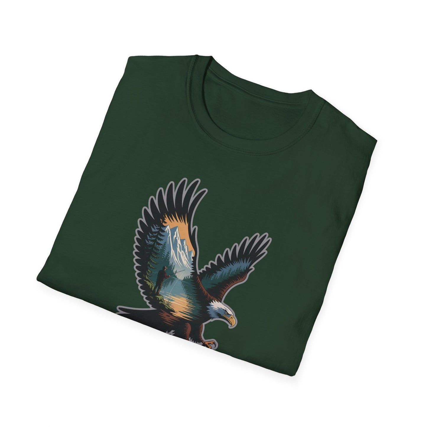 Eagle Trout Hunter Graphic Tee, Fishing Shirt, Unisex Softstyle T-Shirt, Gift for Anglers, Fishing Enthusiast Apparel