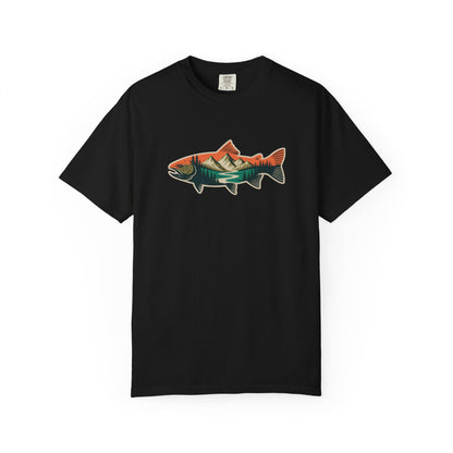 Trout Country T-Shirt — Mountain Sunrise Fish Graphic Tee