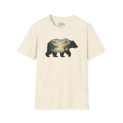 Grizzly Fall Scene Fishing T-Shirt | Rugged Outdoor Tee for Backcountry Anglers