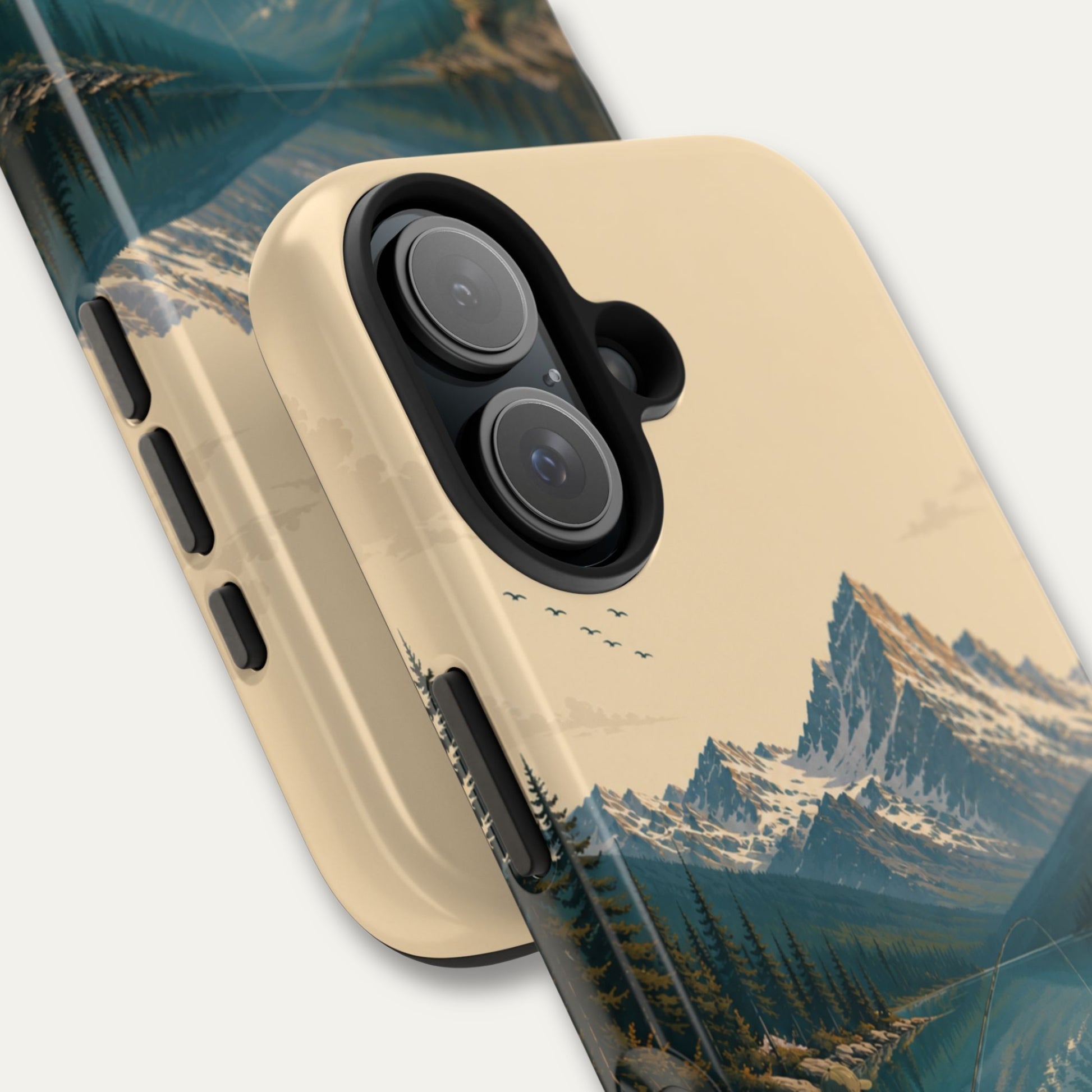 Side view of Alpine Waters tough fishing phone case