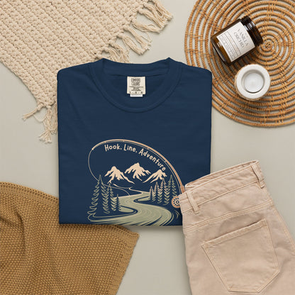 Adventure Road T-Shirt — Scenic Mountains & Trees Design (Home, Love, Adventure)