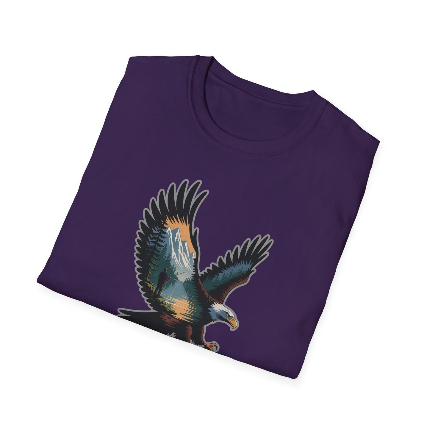 Eagle Trout Hunter Graphic Tee, Fishing Shirt, Unisex Softstyle T-Shirt, Gift for Anglers, Fishing Enthusiast Apparel