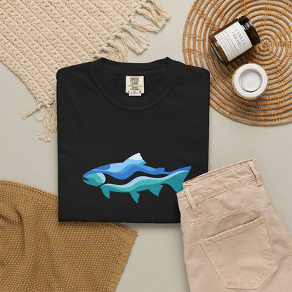 Ocean Wave Fish T-Shirt — Abstract Blue Fish Graphic Tee
