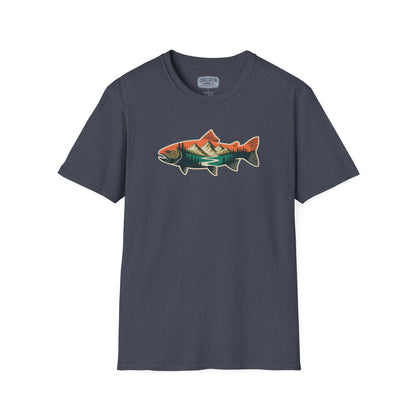 Trout Outline Mountain River T-Shirt – Outdoor Fishing Apparel