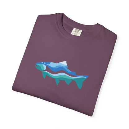 Ocean Wave Fish T-Shirt — Abstract Blue Fish Graphic Tee