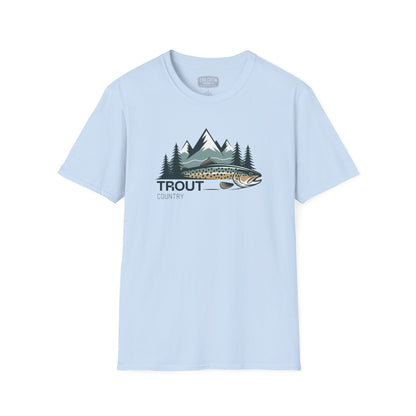 Brown Trout Country Wild Water Wild Fish T-Shirt | Rugged Outdoor Fishing Tee for Anglers