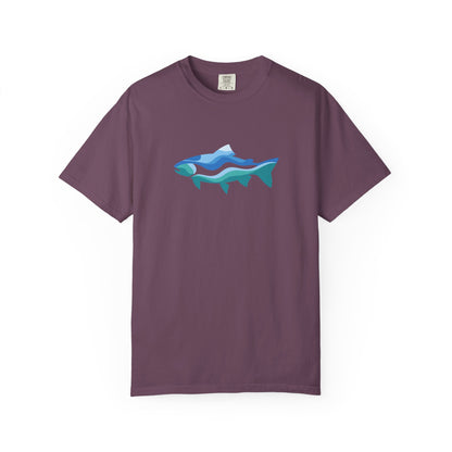 Ocean Wave Fish T-Shirt — Abstract Blue Fish Graphic Tee