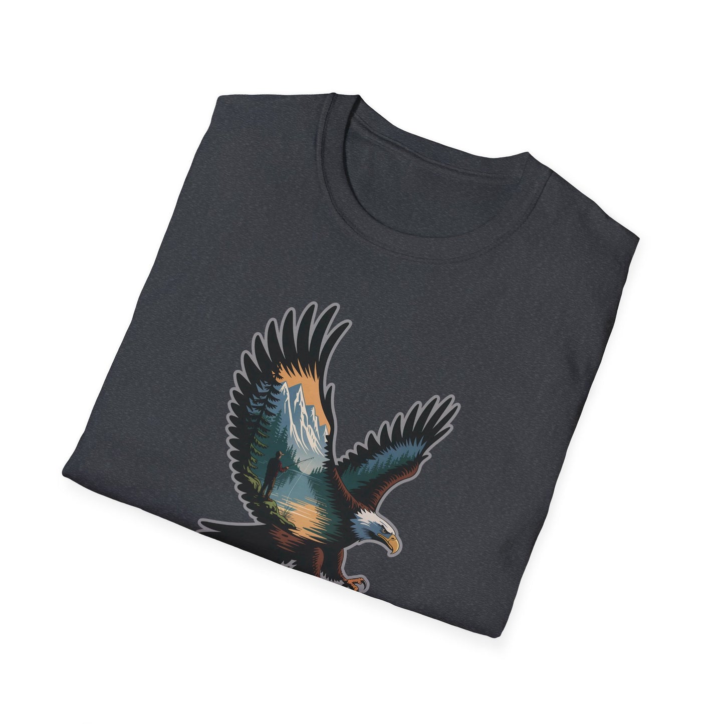 Eagle Trout Hunter Graphic Tee, Fishing Shirt, Unisex Softstyle T-Shirt, Gift for Anglers, Fishing Enthusiast Apparel