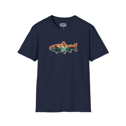 Trout Outline Mountain River T-Shirt – Outdoor Fishing Apparel