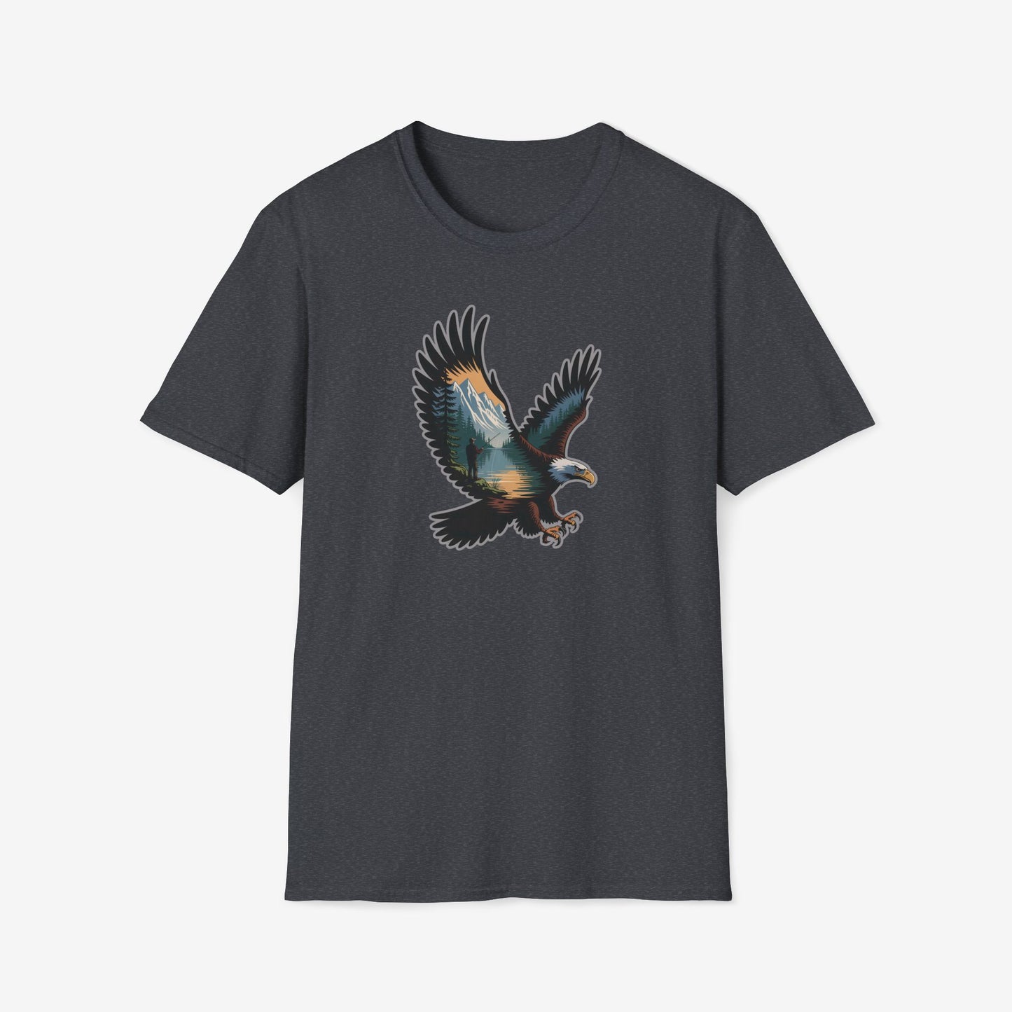 Eagle Trout Hunter Graphic Tee, Fishing Shirt, Unisex Softstyle T-Shirt, Gift for Anglers, Fishing Enthusiast Apparel