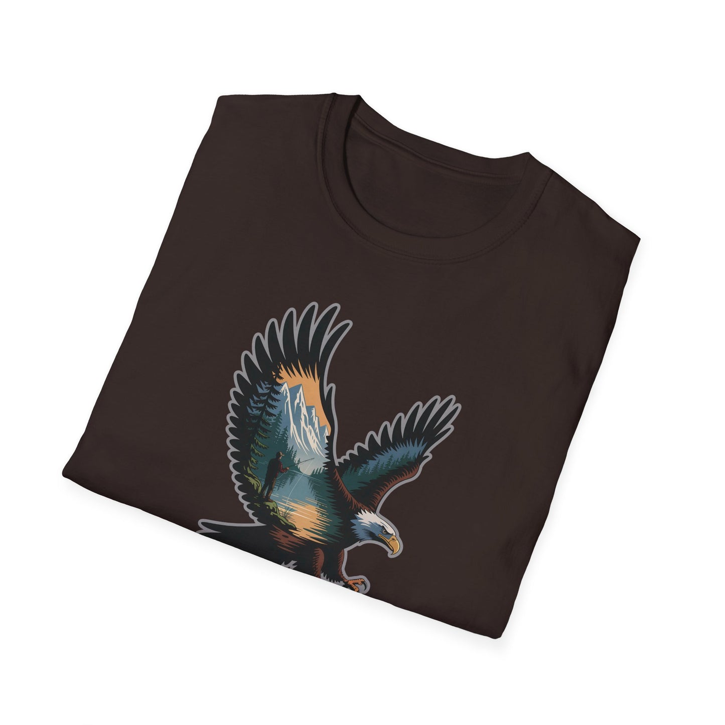 Eagle Trout Hunter Graphic Tee, Fishing Shirt, Unisex Softstyle T-Shirt, Gift for Anglers, Fishing Enthusiast Apparel
