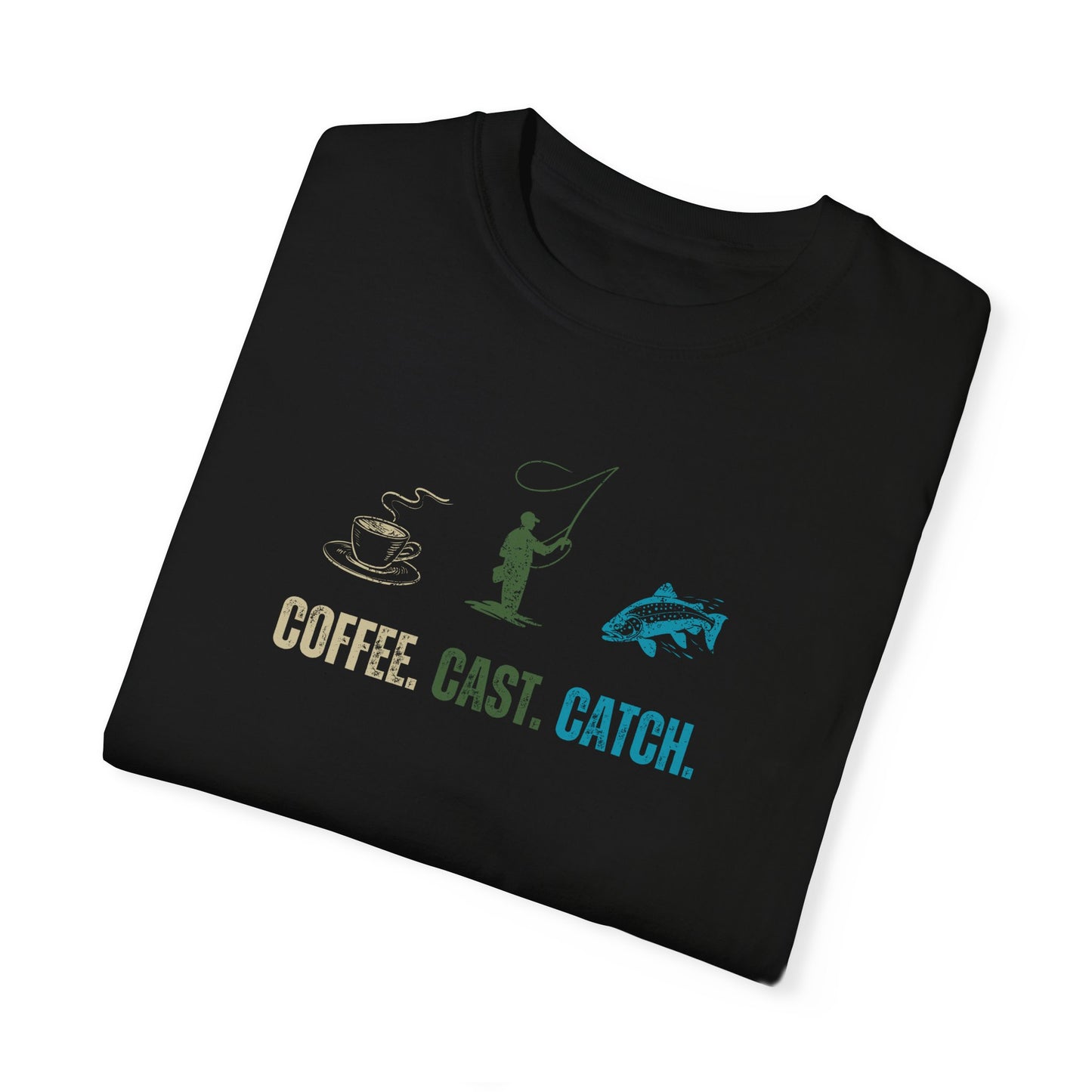 Coffee Cast Catch Fishing T-Shirt