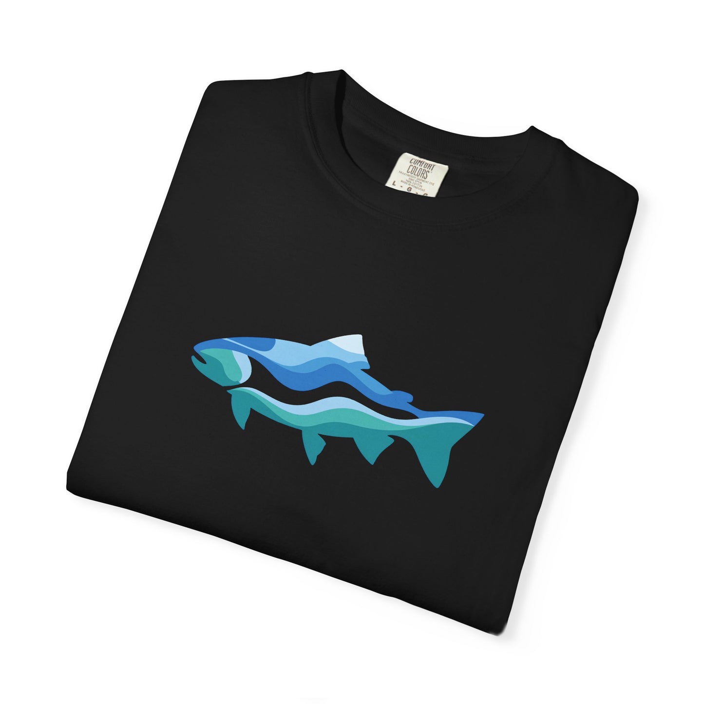 Ocean Wave Fish T-Shirt — Abstract Blue Fish Graphic Tee