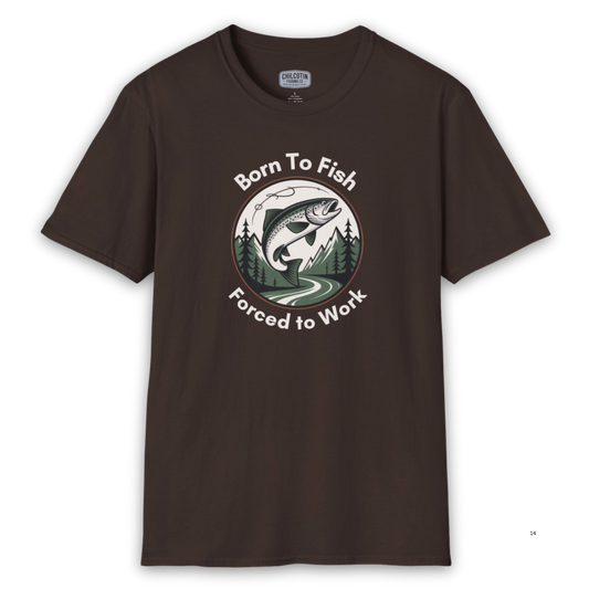 Born To Fish, Forced To Work T-Shirt – Funny Fishing Tee for Anglers