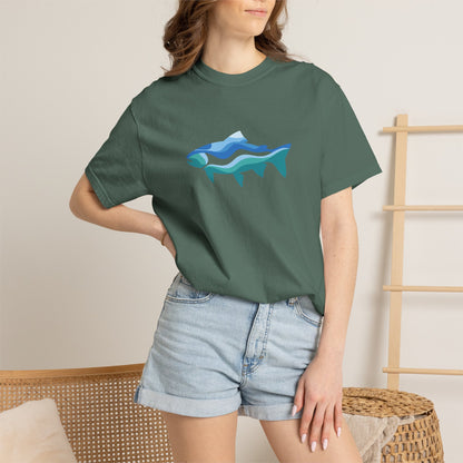 Ocean Wave Fish T-Shirt — Abstract Blue Fish Graphic Tee