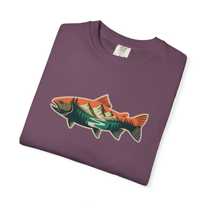 Trout Country T-Shirt — Mountain Sunrise Fish Graphic Tee