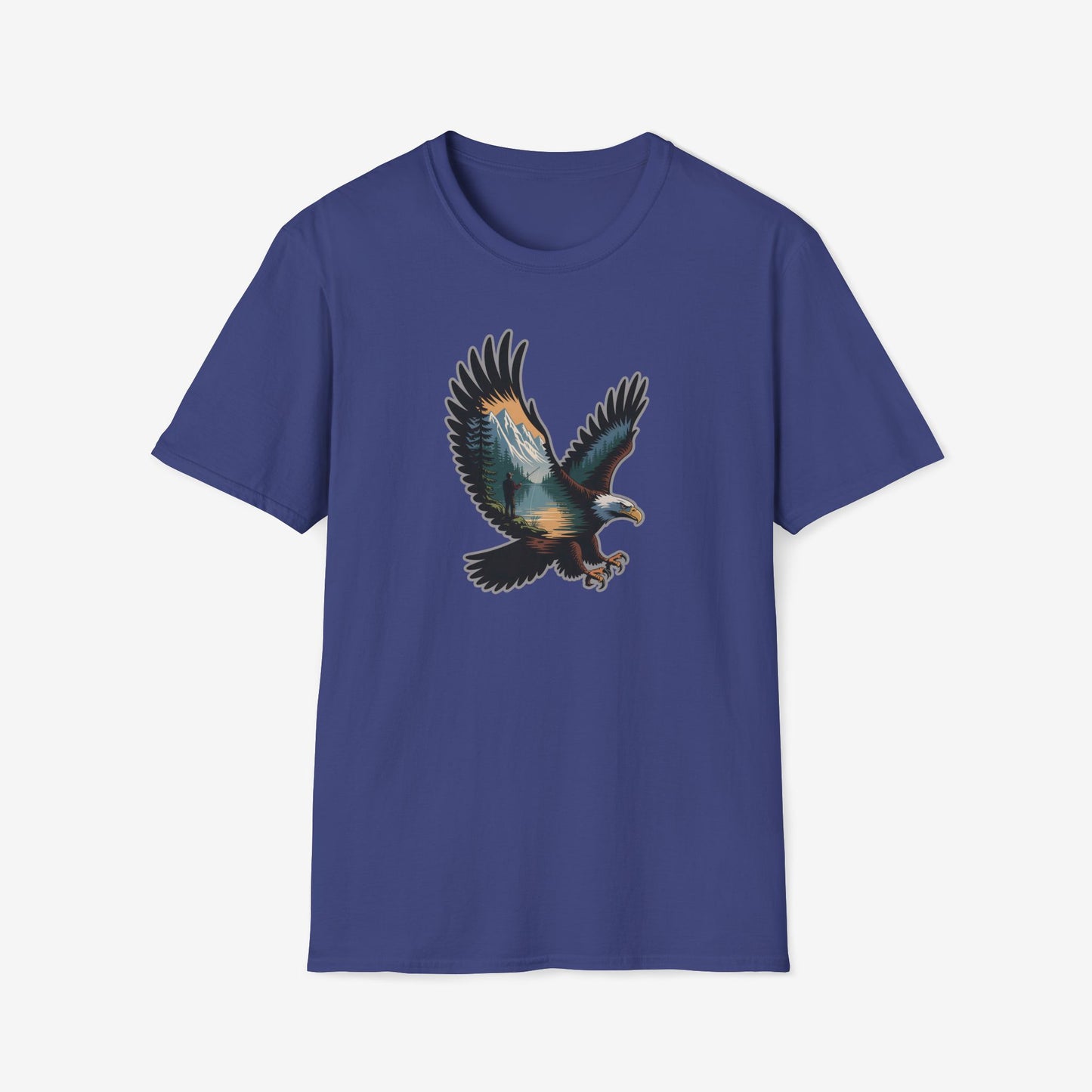 Eagle Trout Hunter Graphic Tee, Fishing Shirt, Unisex Softstyle T-Shirt, Gift for Anglers, Fishing Enthusiast Apparel