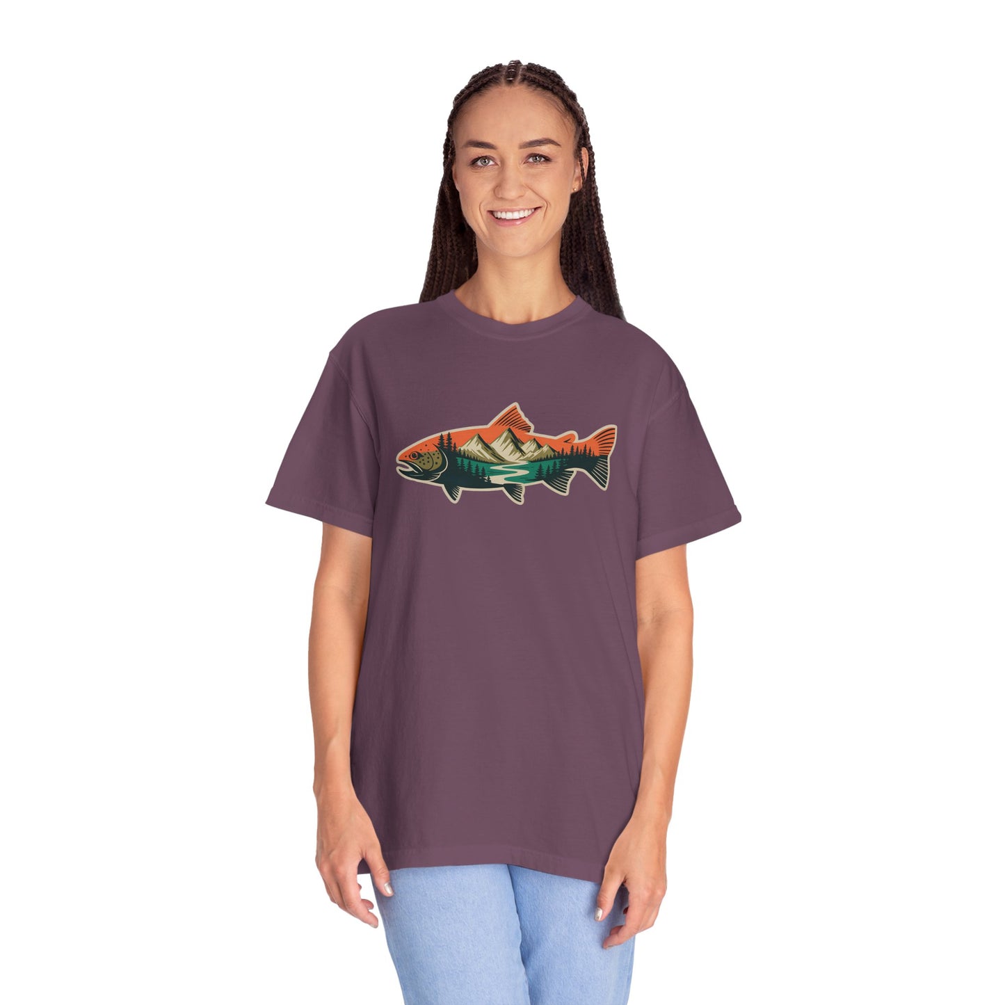 Trout Country T-Shirt — Mountain Sunrise Fish Graphic Tee